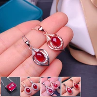 meibapj 5 styles 68 freshly burned ruby pendant necklace genuine 925 silver red stone fine wedding jewelry for women