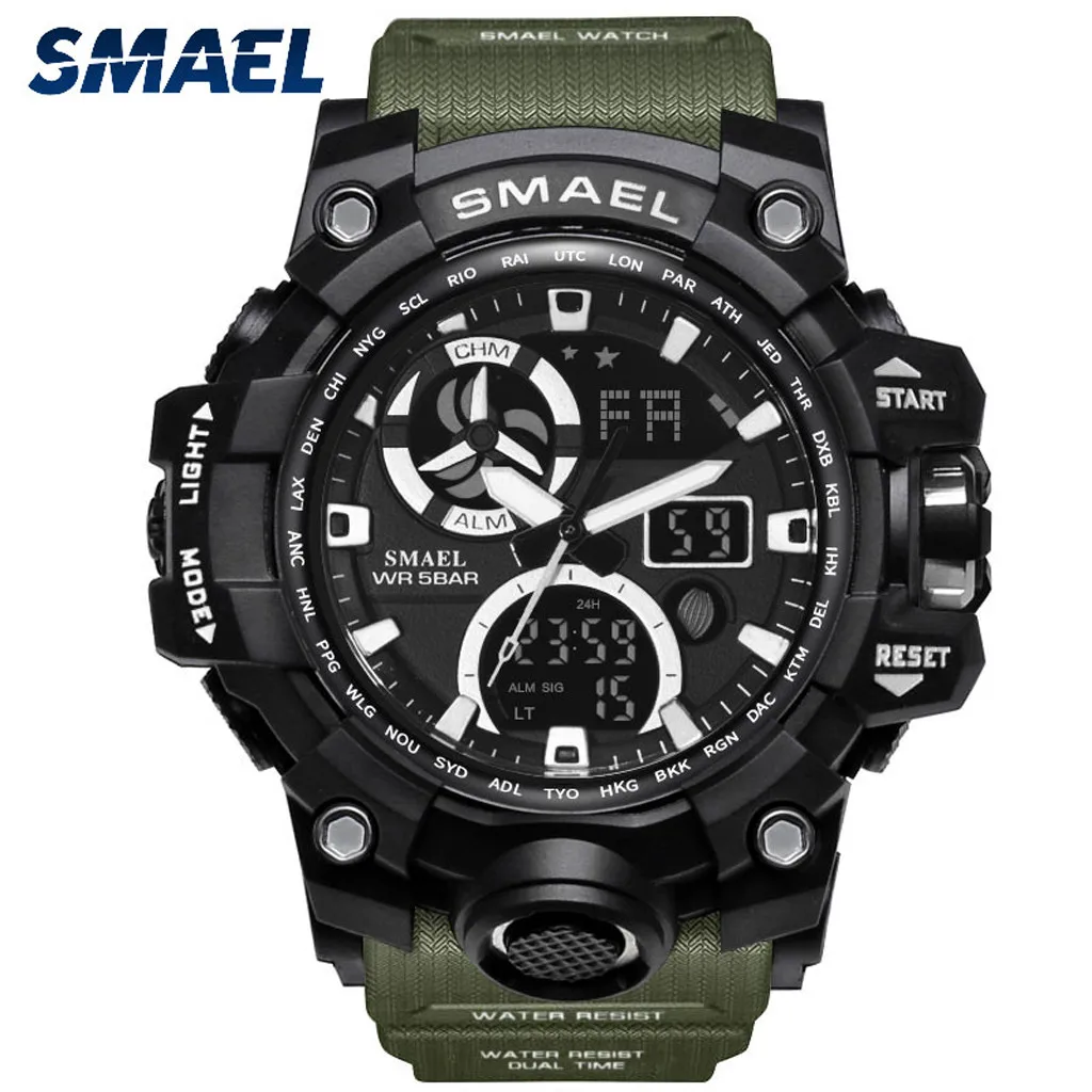 

SMAEL Men Sport Watch Dual Display Analog Digital LED Electronic Wrist Watches Diminutive Compact Digital Watch for Men Reloj Ho