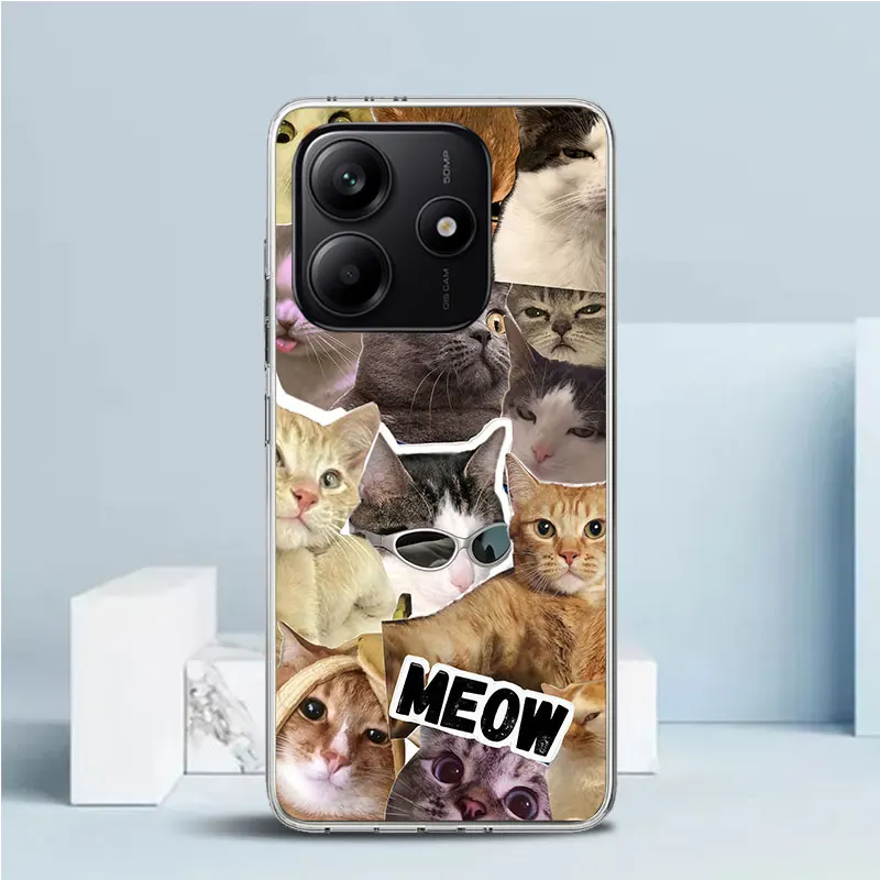 Фото Мягкий чехол с мемами «Плачущий кот» для Xiaomi Redmi Note 15 14 13 12 Pro Plus, чехол для телефона 14S 11S 11T 5G 11E 10 4G, узорчатый чехол Redmi N №2
