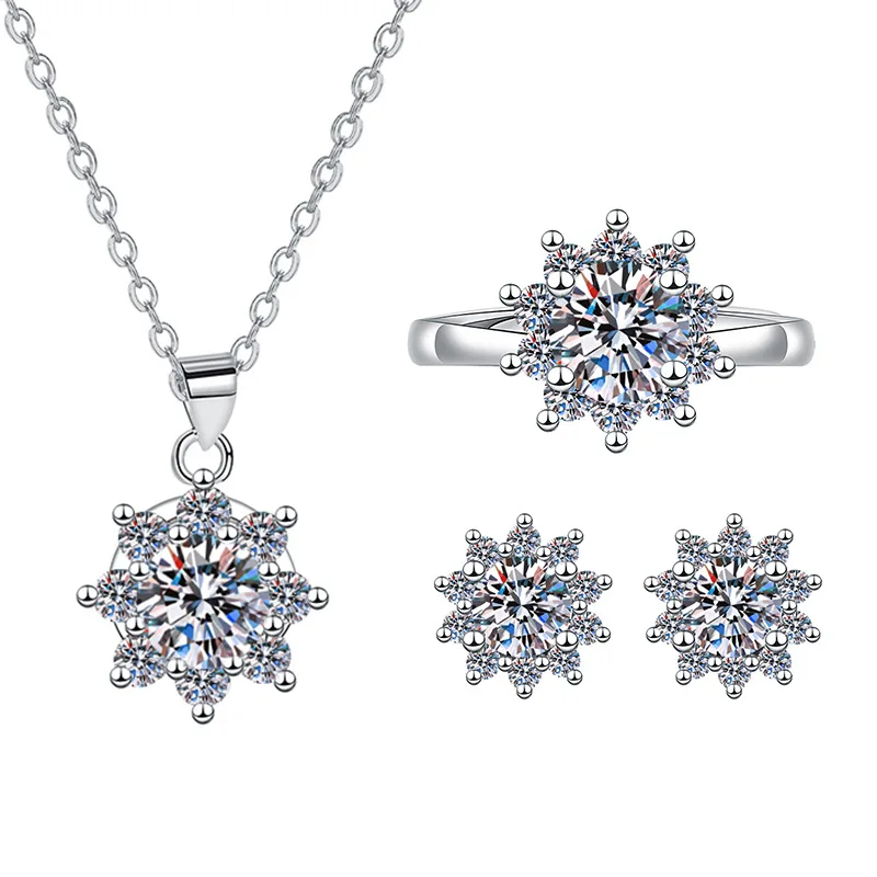 

Classic fashion all-match sunflower set decoration niche girls high-end necklace simple earrings ring