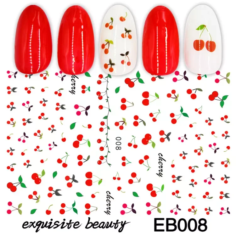

Stickers for Nails Summer Fashion Sticker Sweet Fruit Cherry Design Nail Art Decorations Foil Wrap Manicure Accessories