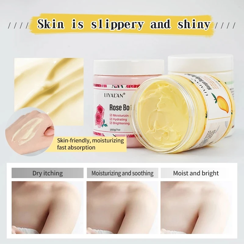 Soothes Dry Skin Moisturizer Smooth Rough Deep Hydration Cream Coconut Rose Mango Whipped Skin Care Body Lotion