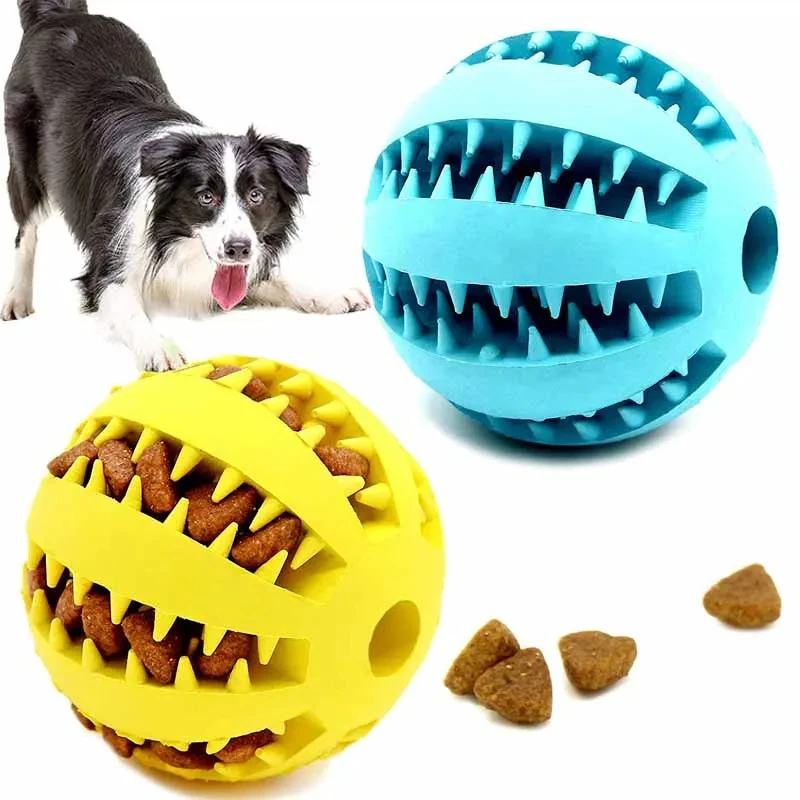 

Жевательная игрушка для собак, мяч для чистки зубов и закусок, игрушечный мяч для собак из натурального каучука, супержесткие интерактивные надувные товары для собак