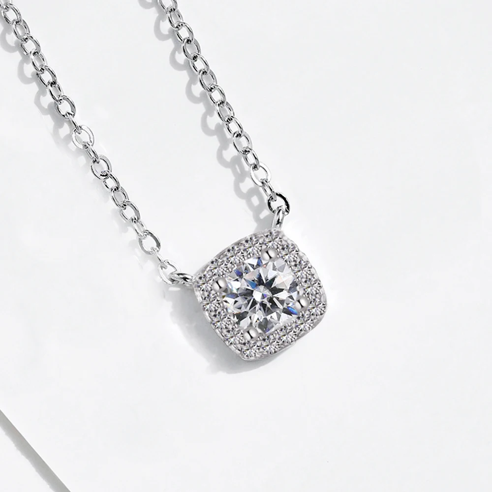 Настоящее квадратное ожерелье из стерлингового серебра S925 женское блестящее с