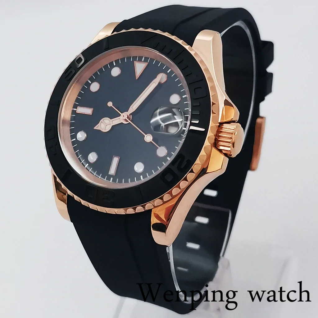 40mm Men's Classic Top Luxury Mechanical Watch Rose Gold Two-way rotating case Sapphire Glass NH35 Movement Automatic |