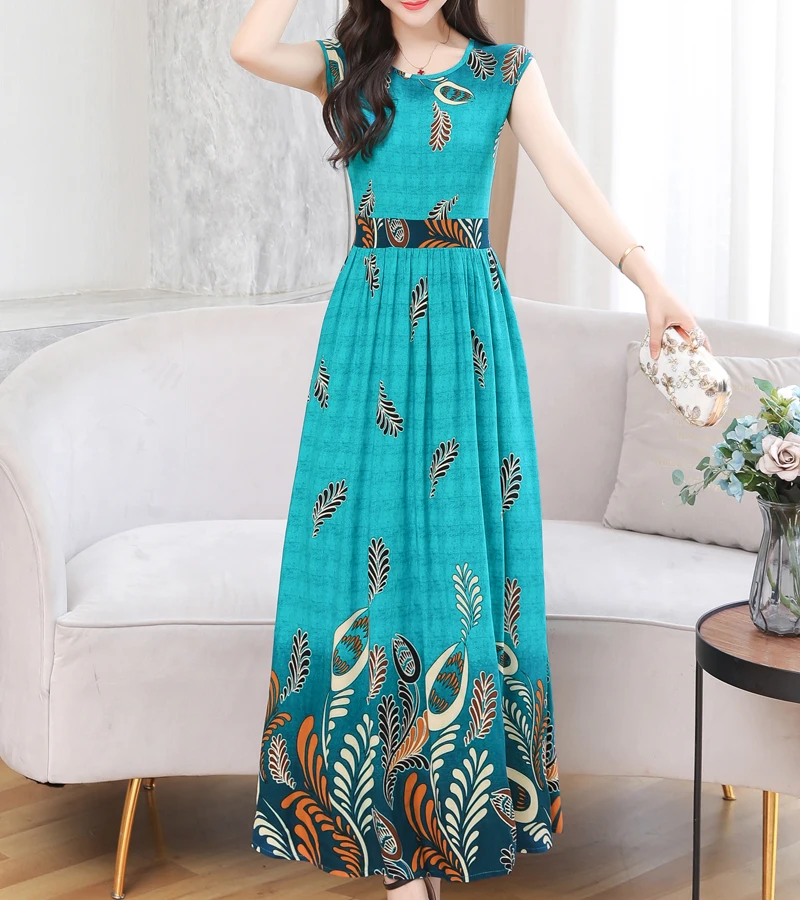 Новые женские повседневные летние винтажные платья с принтом и круглым вырезом