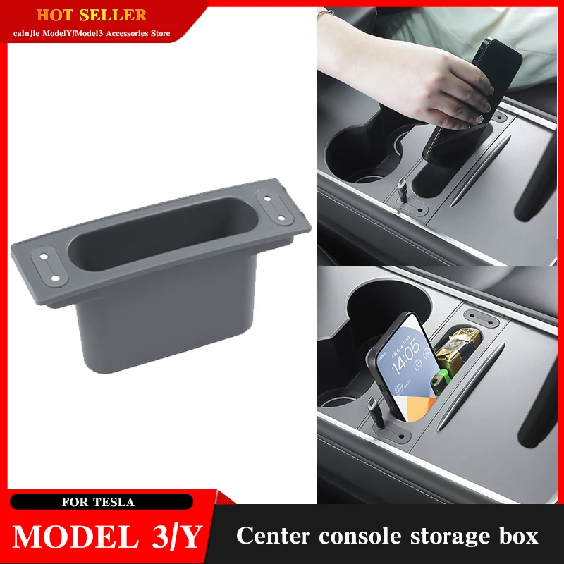 

For Tesla Model Y 3 2023 Interior Accessories Center Console Armrest Storage Box Card Key Phone Charging Cable Organizer Case