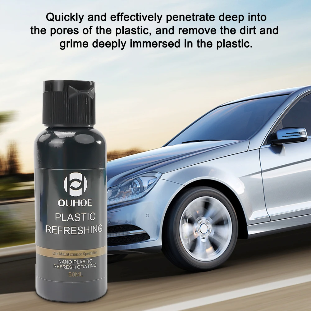 

30/50ml Car Maintenance Specialist Nano Plastic Refresh Coating Sponge Products Agent Refurbish Cleaning Cleaner Towel Restorer