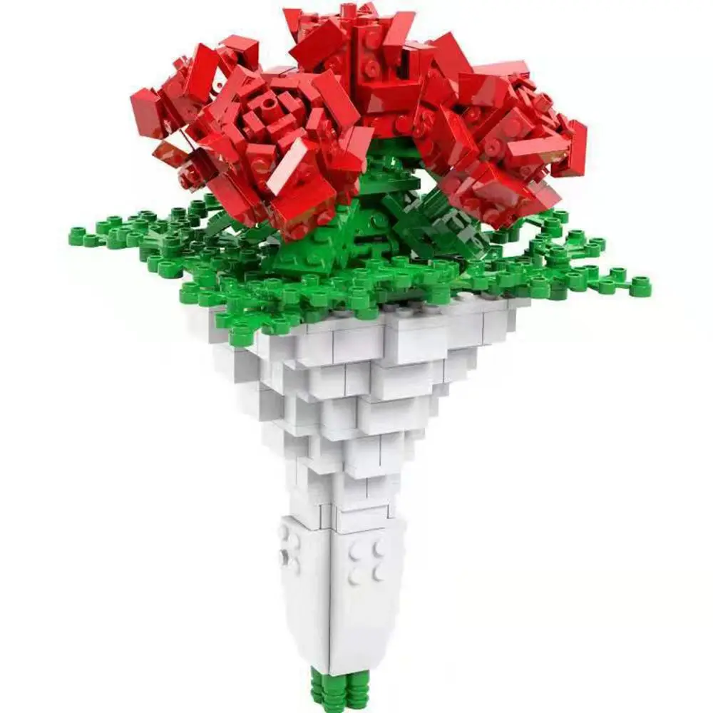 

Creative Net Red Three-dimensional DIY Flower Bouquet Building Blocks Flower Rose Flower Toy Bricks