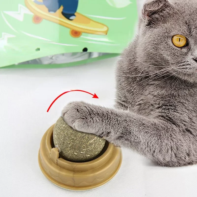 

2022New Catnip wall ball toys for cats free shipping natural catnip rollerball Stick-on Removes Hair Balls Cat Grass Snack cat s