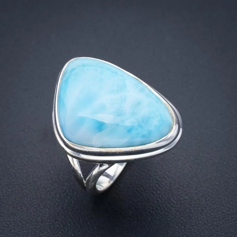 

StarGems Natural Larimar Handmade 925 Sterling Silver Ring 8.75 F0208