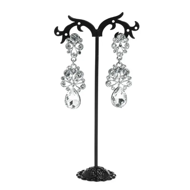 

3 Pcs/Set Metal Hanging Jewelry Tree Earring Display Stand Necklace Bracelet Organizer Rack with Ring Dish Tray