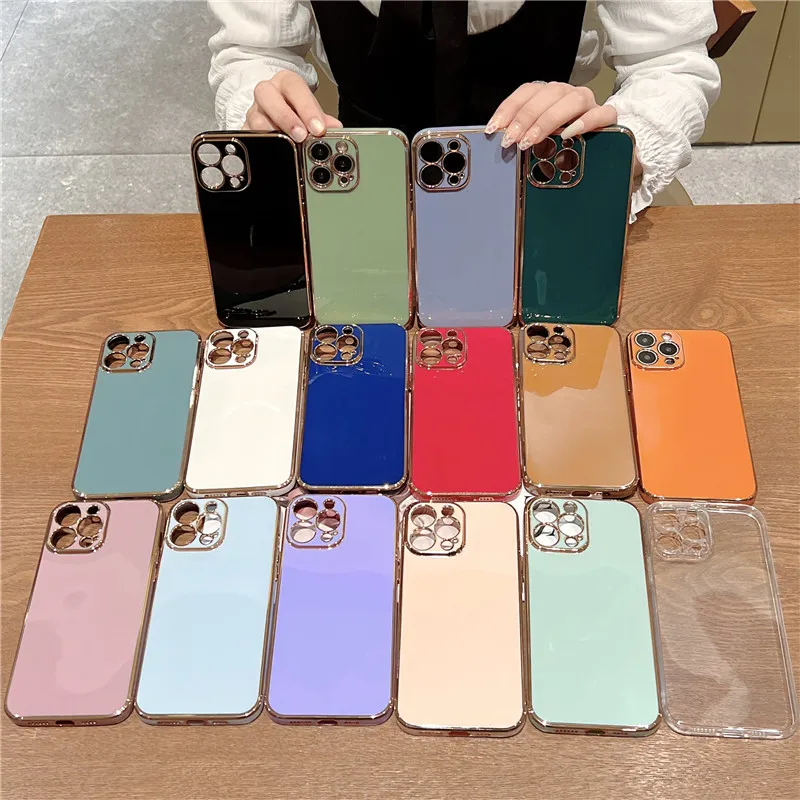 Luxury Gold Plated Case for iPhone 13 Pro Max 14 Plus 12 8 Plus 7 XR XS X Silicone Plating Cover For iPhone 11 SE 2020 13 Mini