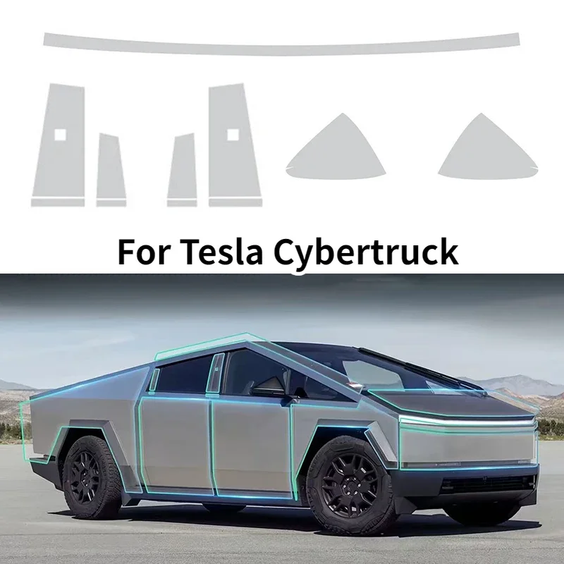 Для Tesla Cybertruck 2024 2025 прозрачная защитная пленка из ТПУ для наружных окон BC полоса