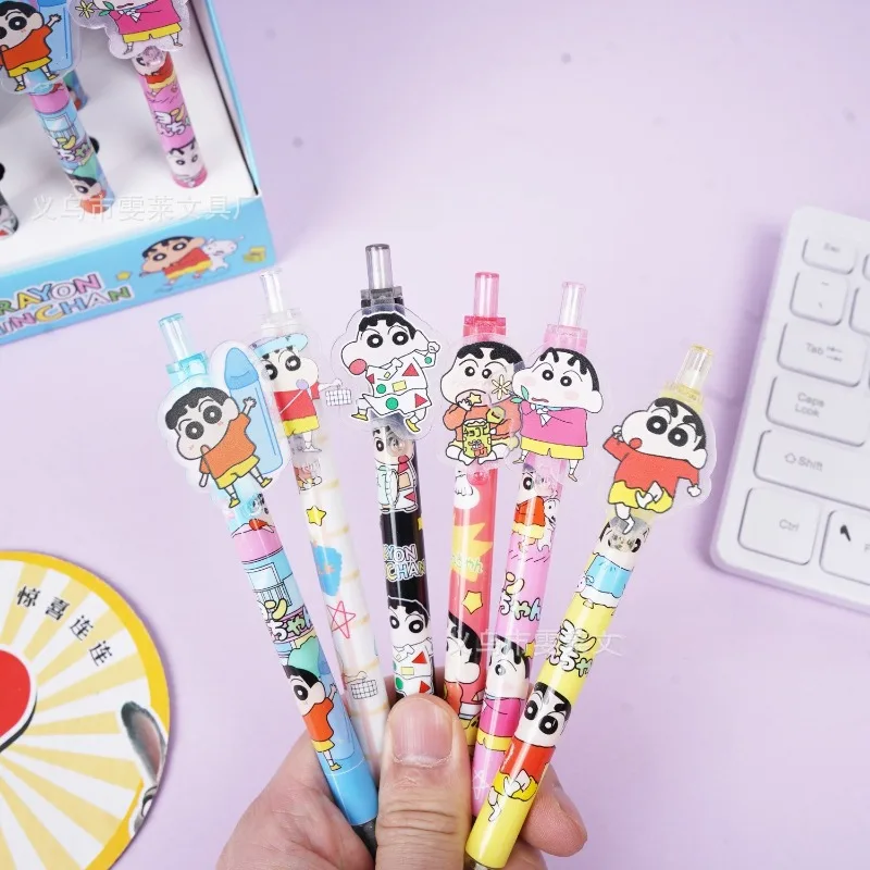 Фото Набор гелевых ручек Crayon Shinchan (48 шт./коробка) с мультяшным дизайном, для школы и офиса, канцелярские принадлежности для студентов, подарок для девочек №2