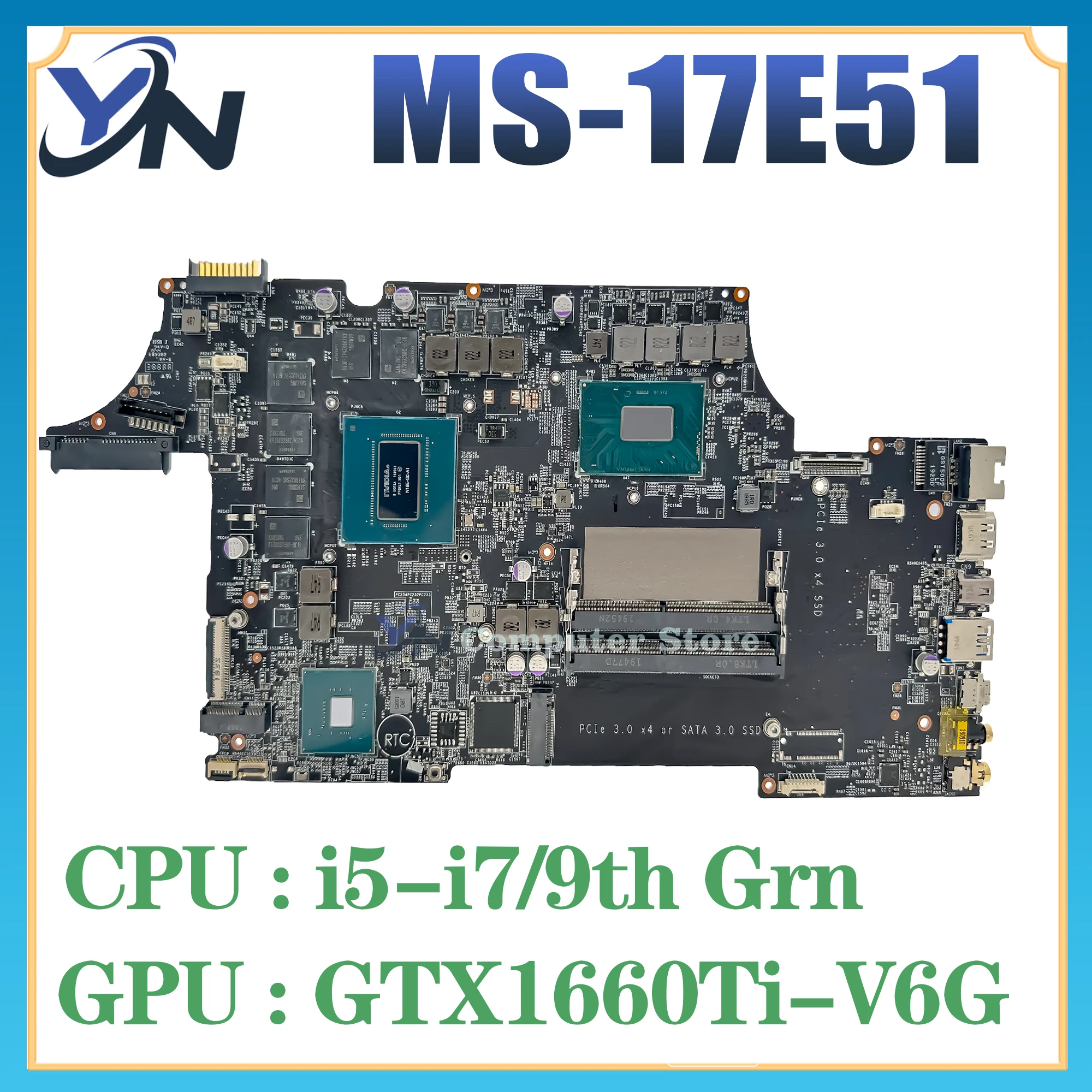 

MS-17E51 Laptop Motherboard For MSI MS-17E MS-17E5 GL75 Leopard Mainboard i5-9300H i7-9750H GTX1660Ti 100% TEST OK