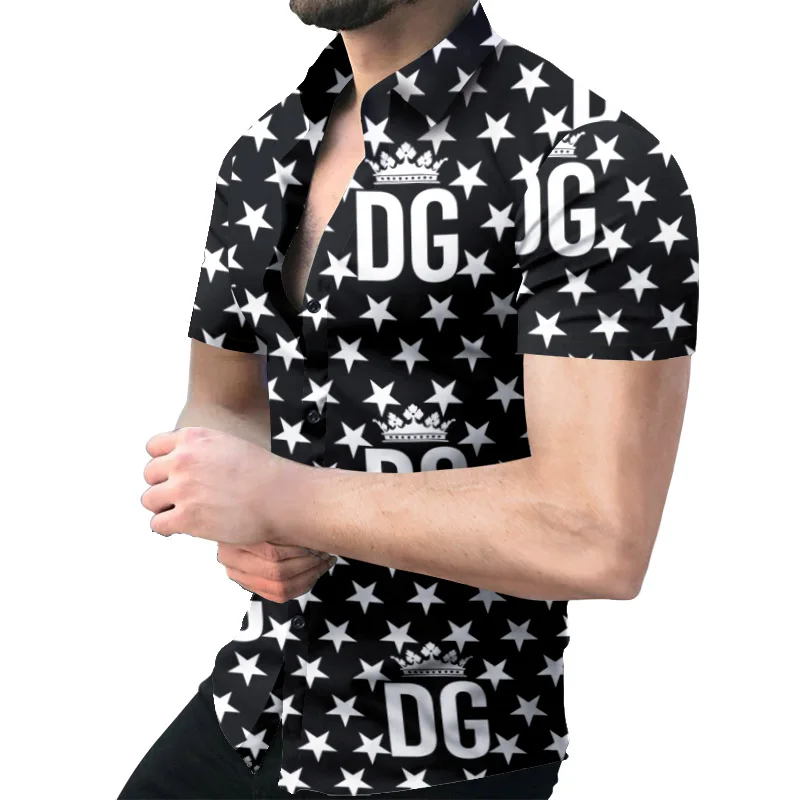 

2021 Brand Summer Men's Printed Hawaii Casual Shirts Streetwear Men's Clothing Cardigan High-End Short Sleeve Dress Shirt