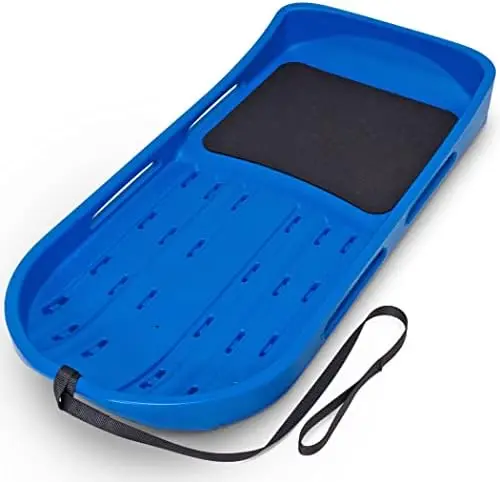 

Person Premium Snow Sled with Double Walled Construction, Pull Strap and Padded Seat - Choose Between Red and Blue