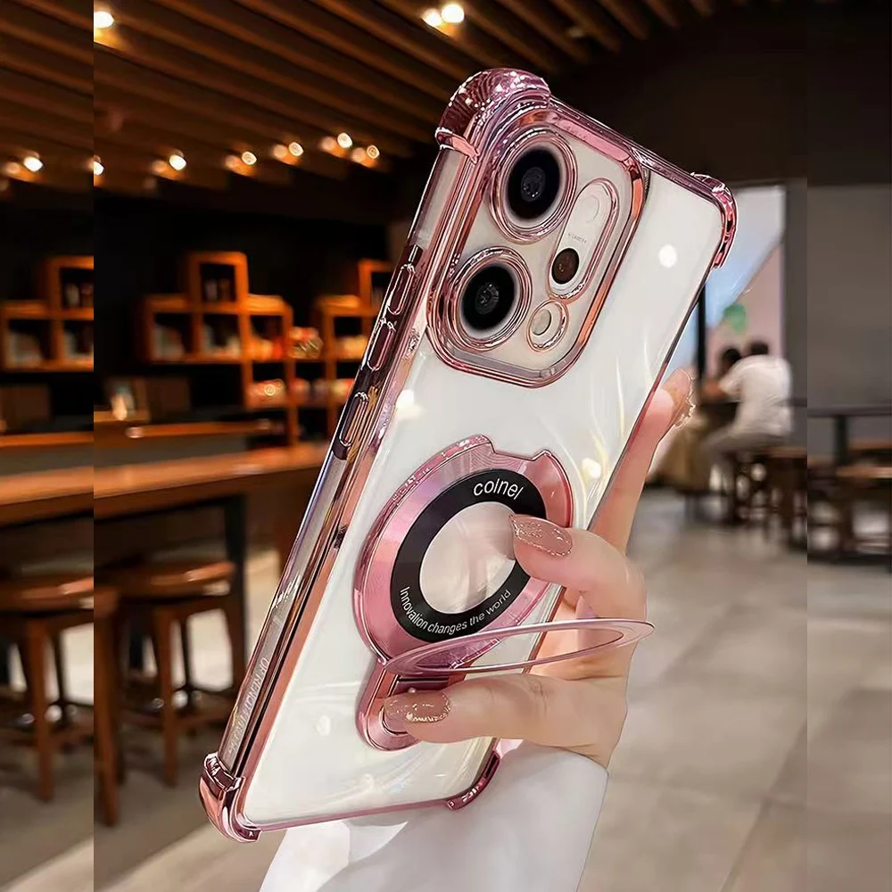 Фото Чехол для Xiaomi Redmi A5 A3 A7 Pro POCO C85 C75 C71 F6 X6 M6 F7 Pro с магнитным держателем, прозрачный, ударопрочный, с подставкой №5