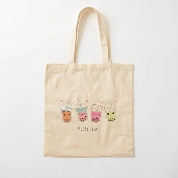 

Bubble Tea Cotton Canvas Bag Handbag Tote Designer Fashion Shopper Printed Casual Unisex Women Grocery Travel Ladies Foldable