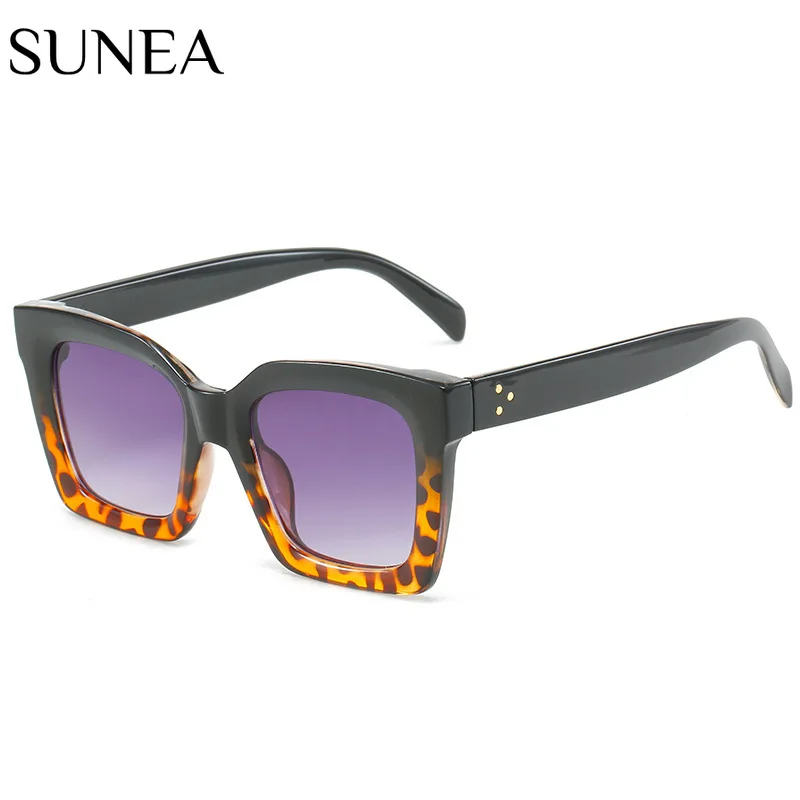 

Square Sunglasses Fashion Rivets Sun Glasses Women Retro Leopard Sunglass Black Brown Shades Men Luxry Brand UV400 Eyewear