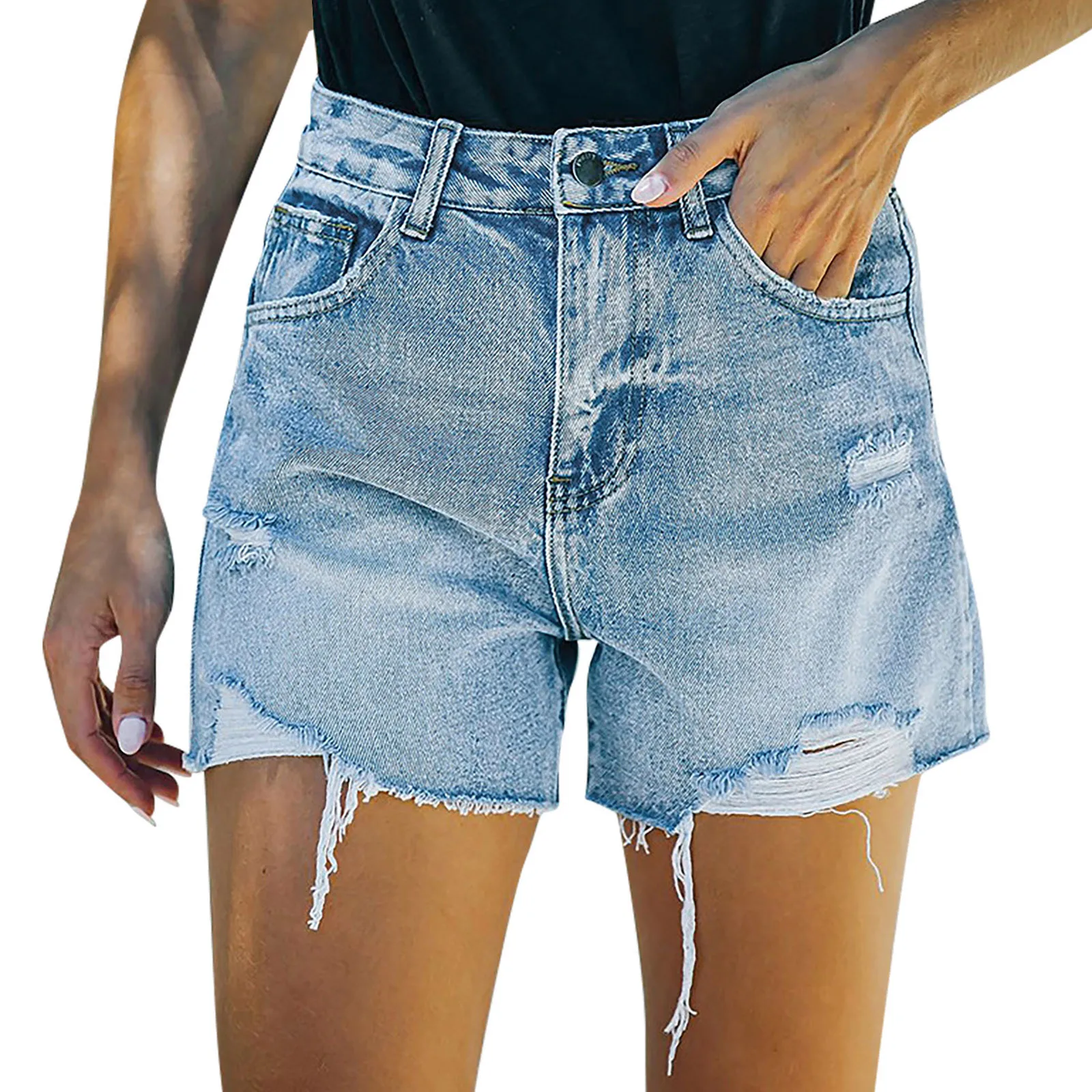 

Fashion Women Washable Broken Button High Elastic Women'S Shorts Summer Women Shorts Y2k Japanese Streetwear Women'S Jeans Short