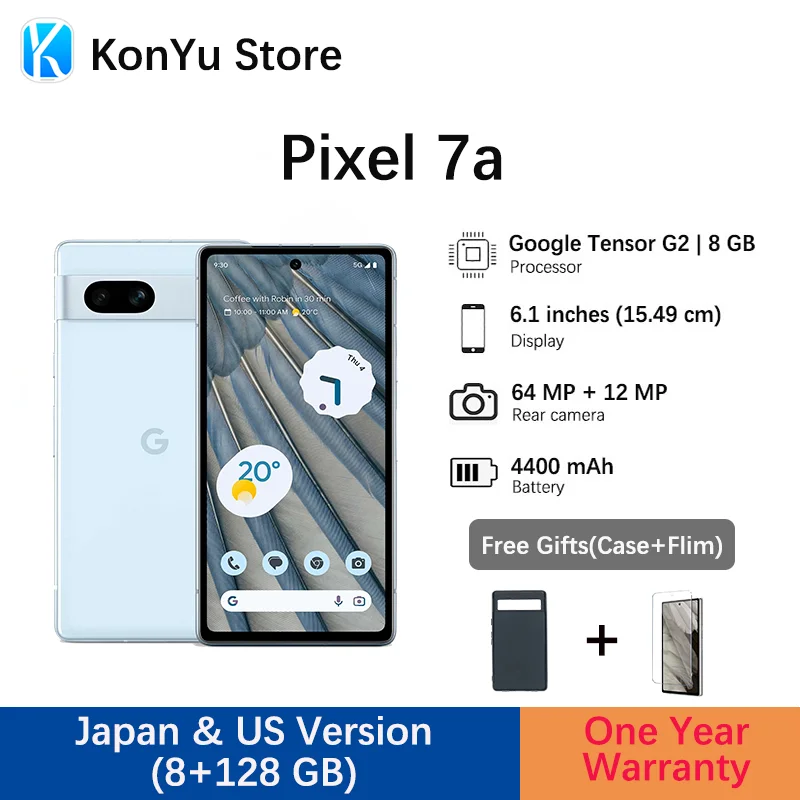 Brand New Original Google Pixel 7a Google Tensor G2 6.1 inches 64 MP + 12 MP 4400 mAh Google Smart Phone