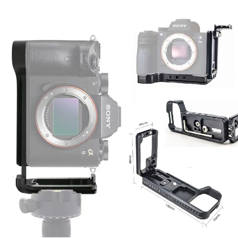 Фото Кейдж-крепление для DSLR-камер A7MIII, совместимое с SONY A7M3, A7R3, A9, A7R3A, A7M3R, кронштейн L-типа, быстросъемная пластина Arca-Swiss для вертикальной съемки №1