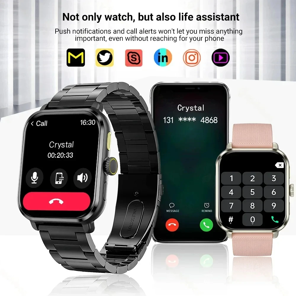 Мужские Смарт-часы 1 83 дюйма Bluetooth вызов фитнес водонепроницаемый пульсометр и