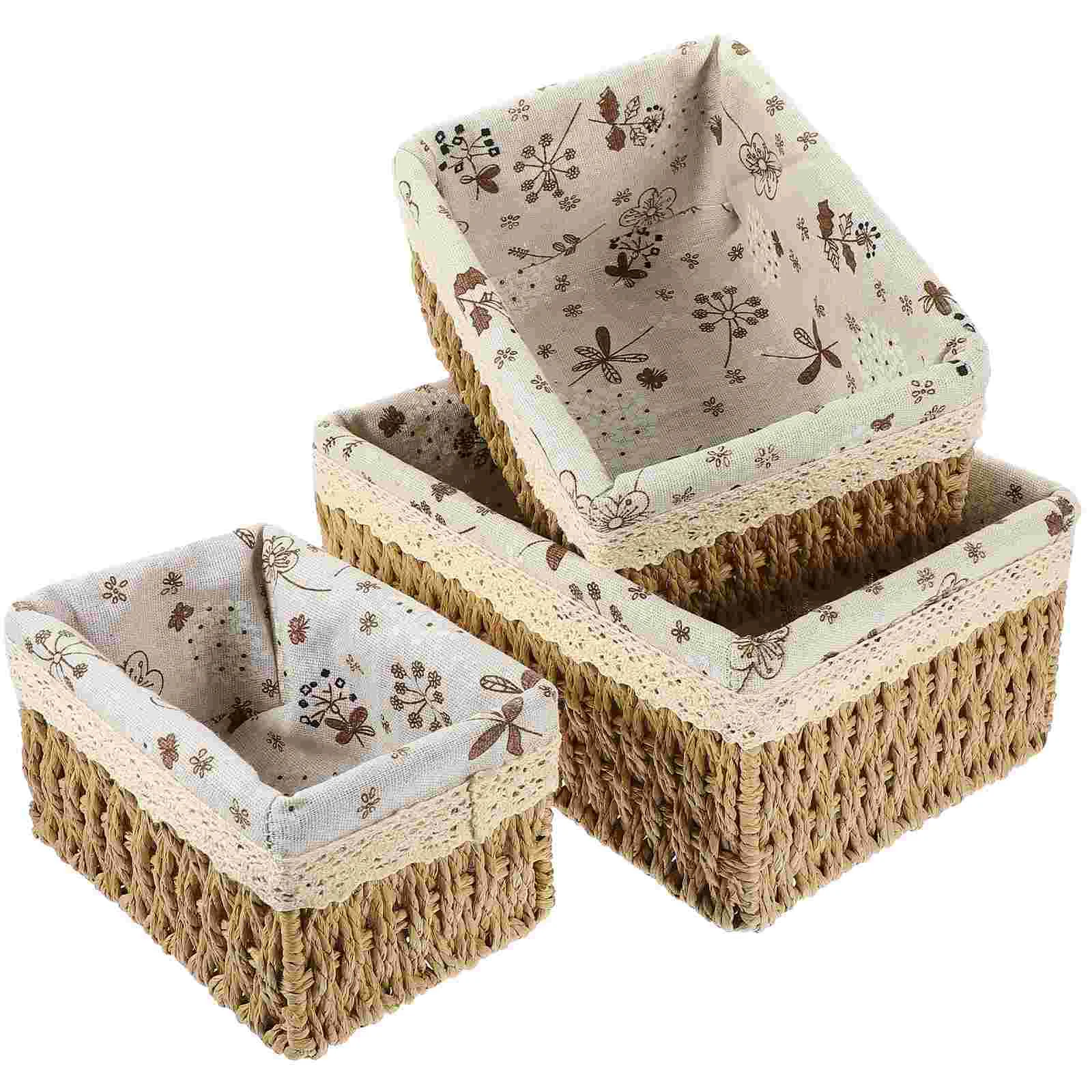 

Woven Paper Rope Storage Basket Sundry Container Sundries Decorative Desktop Organizer
