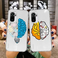 brain test tricky puzzles games phone case transparent for xiaomi redmi note x f poco 10 11 9 7 8 3 i t s pro cover shell coque