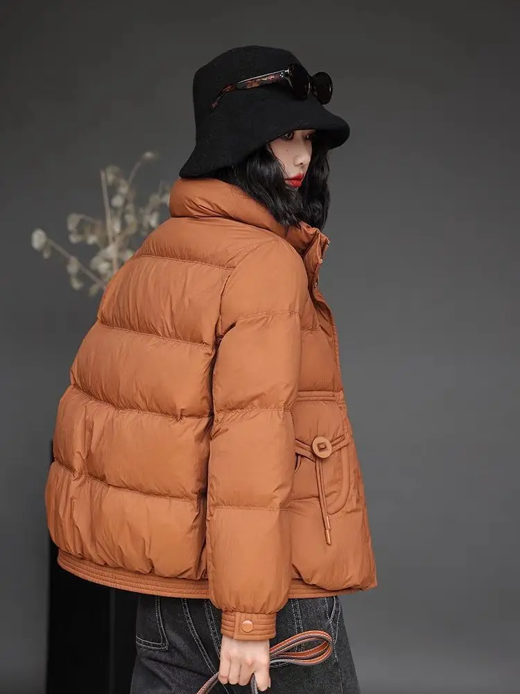 Черное короткое хлопковое пальто для женщин новинка 2024 зимняя свободная