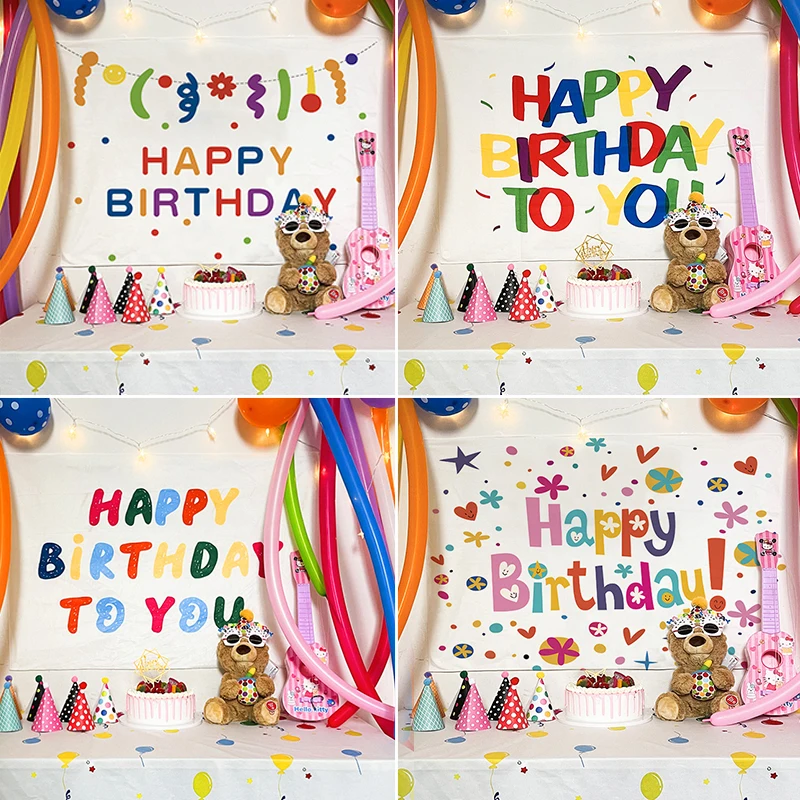 

1Mx0.7M/1.5Mx1.3M Happy Birthday Tapestry DIY Birthday Party Decoration Background Hanging Cloth Baby Shower Home Decor Tapestry