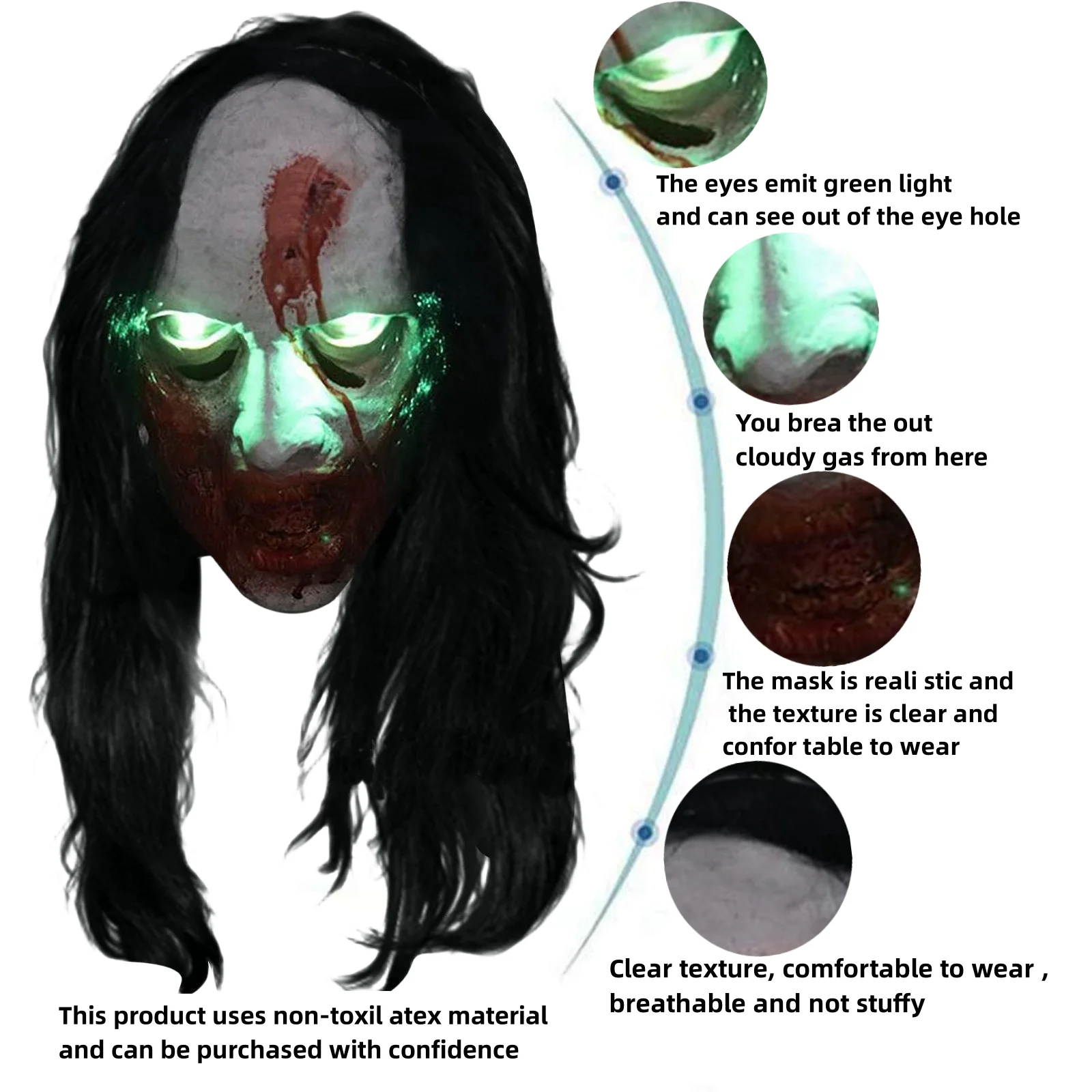 Хэллоуин ужас кровавая гримаса маска для взрослых монстра Полнолицевая