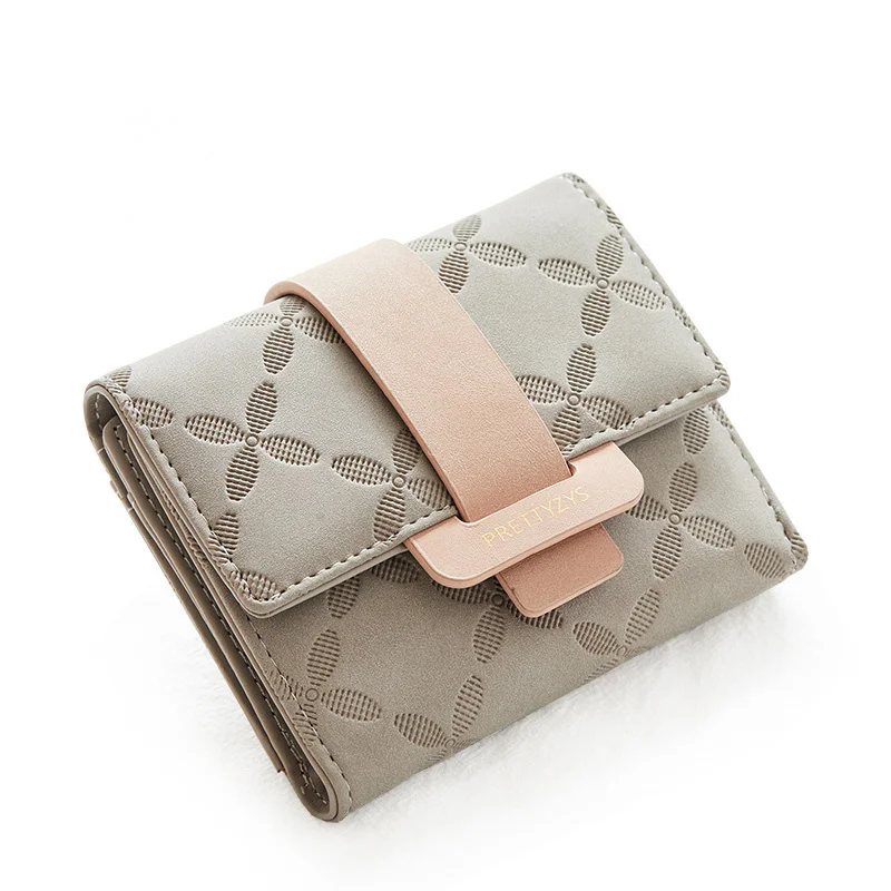 

Brand 2023 Designer Flower Short Wallet Women PU Leather Female Wallets Purse Carteira Hand Bag Trifold Clutches