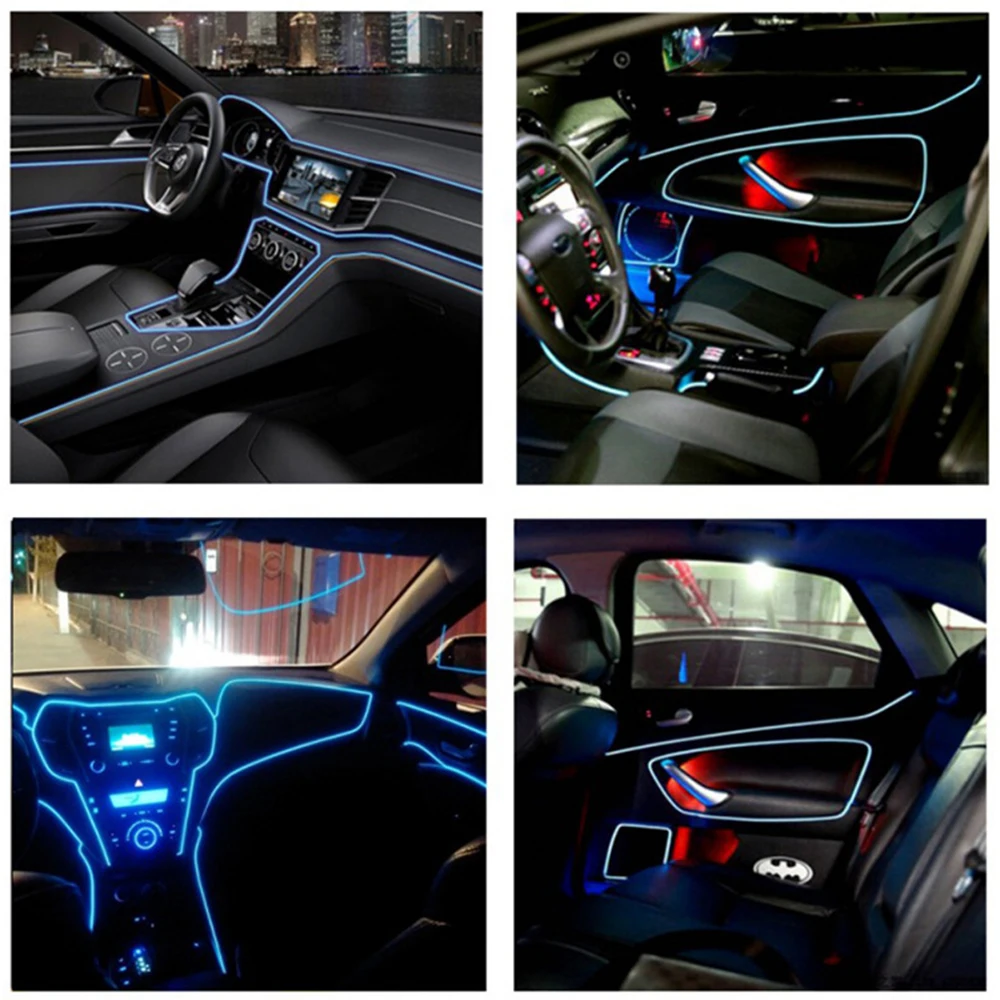 

3M Car Interior Led Decorative Lamp EL Wiring Neon Strip For Auto DIY Flexible Ambient Light USB Party Atmosphere Diode