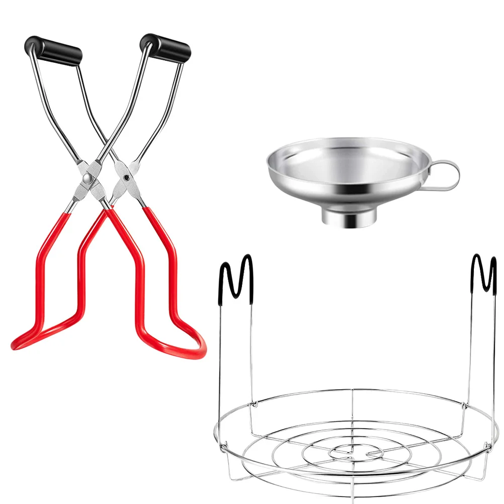 

3Pcs Home Stainless Steel Jar Canning Lifter Canning Funnel Canning Rack Set