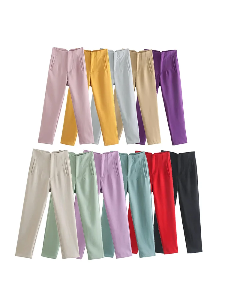 Icclek Spring Women's Pant Solid Casual Harem Pants Office Formal Ladies Pant Loose High Waist Chic Khaki Black Trousers Vintage