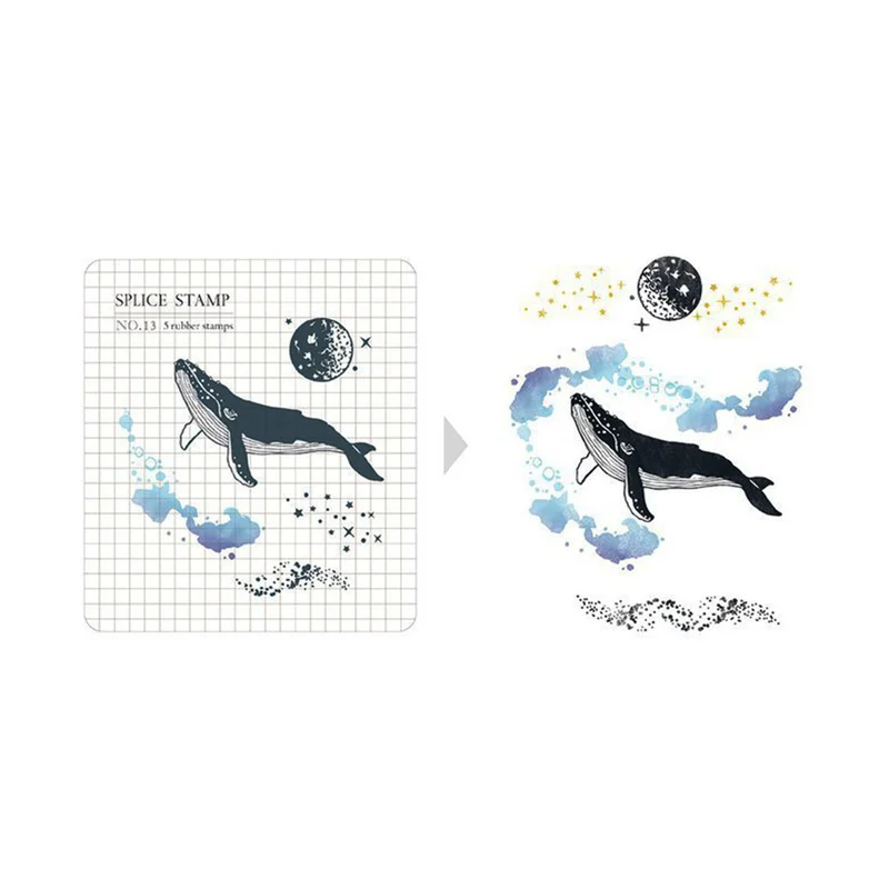 

2022 New Whale Splice Transparent Silicone Stamp Seal for DIY Scrapbooking Photo Album Decorative Clear Stamps 6.6x7.5cm