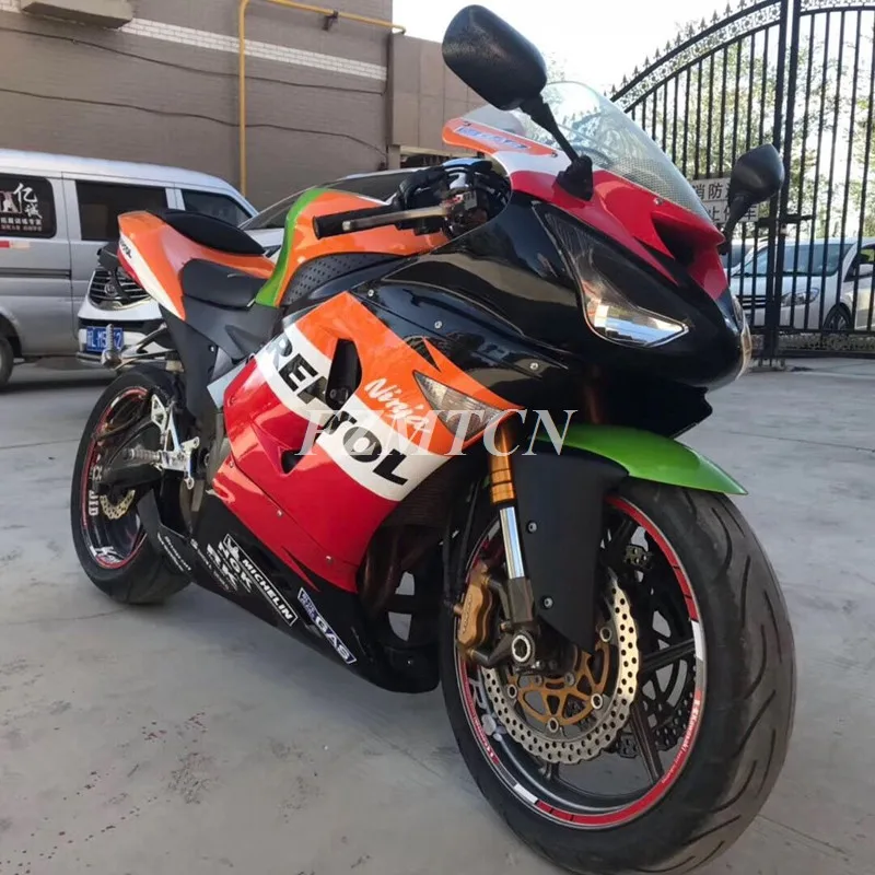 

Repsol New ABS Whole Motorcycle Fairings Kit Fit For Kawasaki Ninja ZX-6R ZX6R 636 2005 2006 05 06 Bodywork Set Red Orange