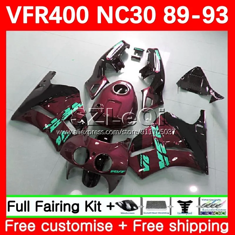 

Винно-красный VFR400R для HONDA RVF VFR 400 VFR400 R RR 400R NC30 89 90 91 92 93 RVF400R 1989 1990 1991 1992 1993 обтекатель 64LQ.86