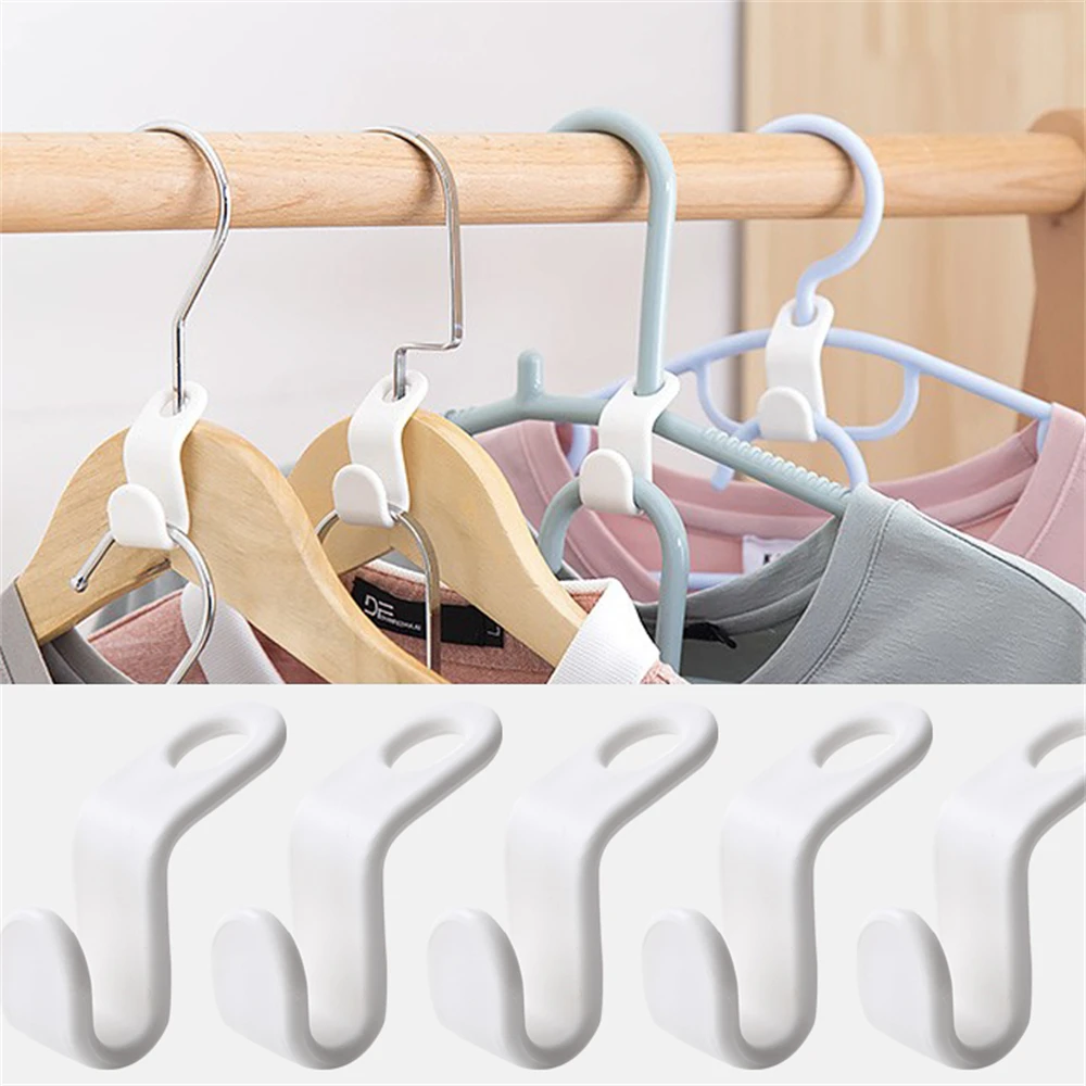 

10/20 PCS Clothes Hanger Connector Hooks Closet Organizer Hanger Clip Wardrobe Space Saving Folding Clothes Rack Cabinet Storage