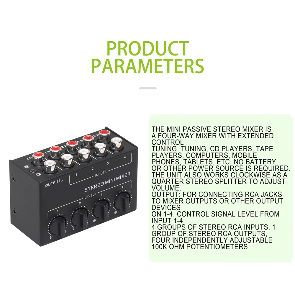 CX400 Мини-аудиомикшер Стерео 4-канальный пассивный микшер Микрофон Многоканальный