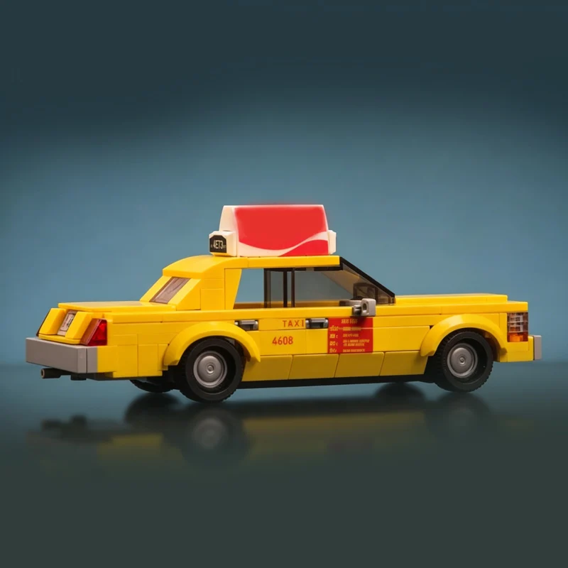 Городская модель автомобиля MOC, строительные блоки, желтое ретро-такси, модульная технология, детские праздничные подарки, набор для сборки игрушек (art.: 3920db54dfc06) - 3920db54dfc06