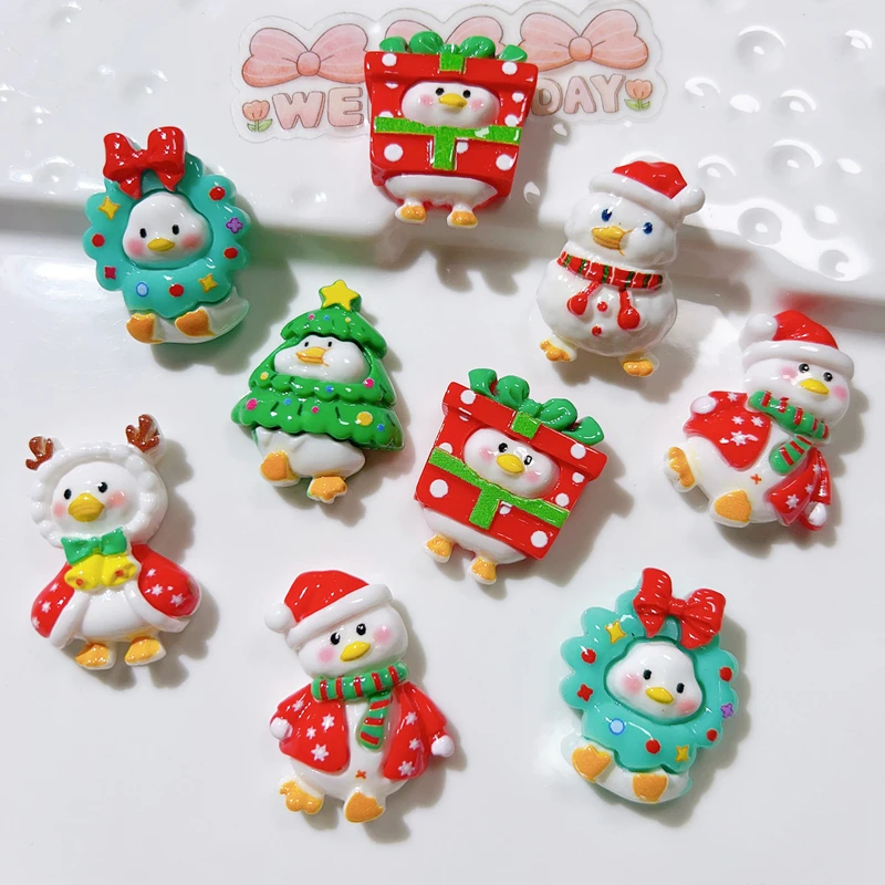 10 шт. милые Яркие интересные Мультяшные животные Рождественская утка Серия Смола