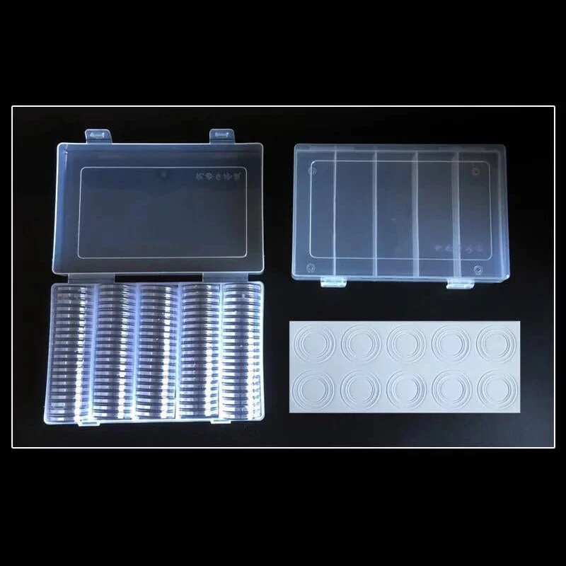 

100Pcs 17/20/25/27/30/mm Coin Storage Box Clear Plastic Round Currency Coin Capsule Cases Holder Plastic Round Collection Box