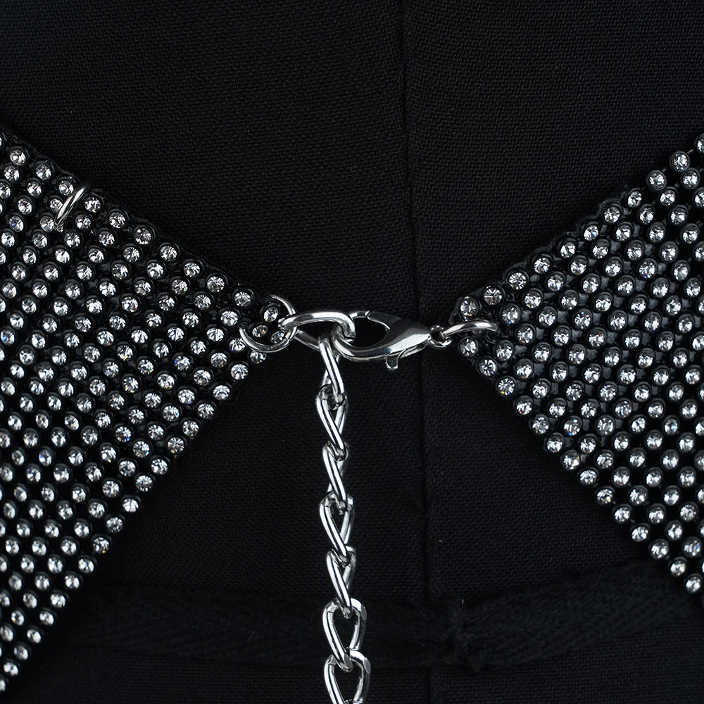 Women Sexy Metal Rhinestone Body Chain Sloping Shoulders Bra Chain Top Chest Chain Fashion Girl Body Jewelry Costume For Party