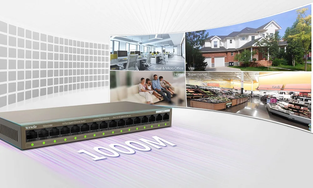 Ethernet-коммутатор Tenda 100/1000 Мбит/с 16 портов |