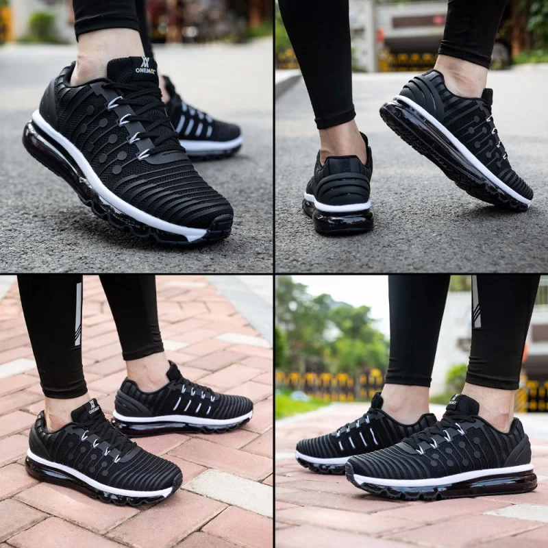 ONEMIX Men Running Shoes Black Outdoor Jogging Sports Shoes Air Cushion White Trekking Footwear Walking Sneakers Big Size 35-47