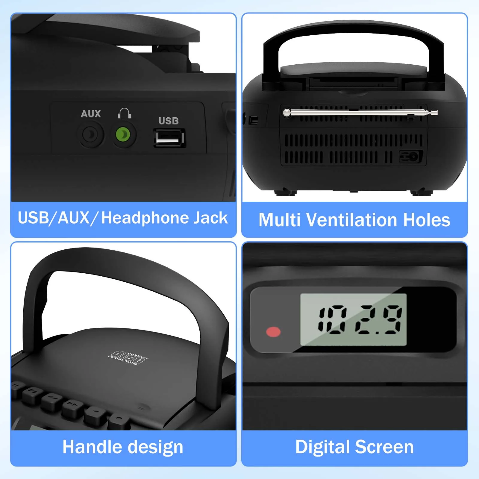 Кассетный проигрыватель компакт-дисков Бумбокс Bluetooth магнитофонная запись